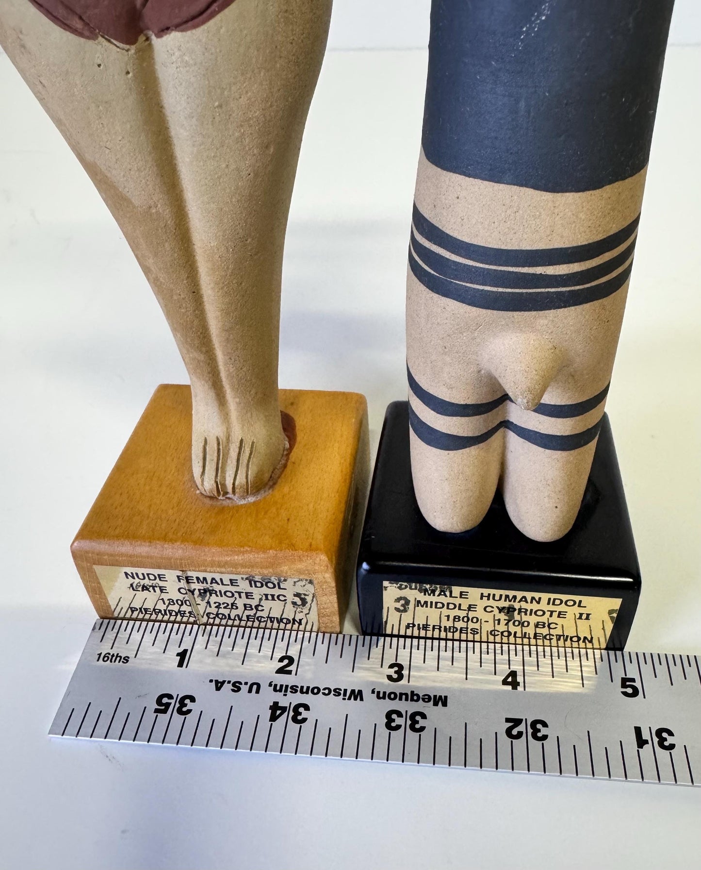 Vintage Greek Male & Female Pottery Idol Sculptures Zande Pierides Cypriote