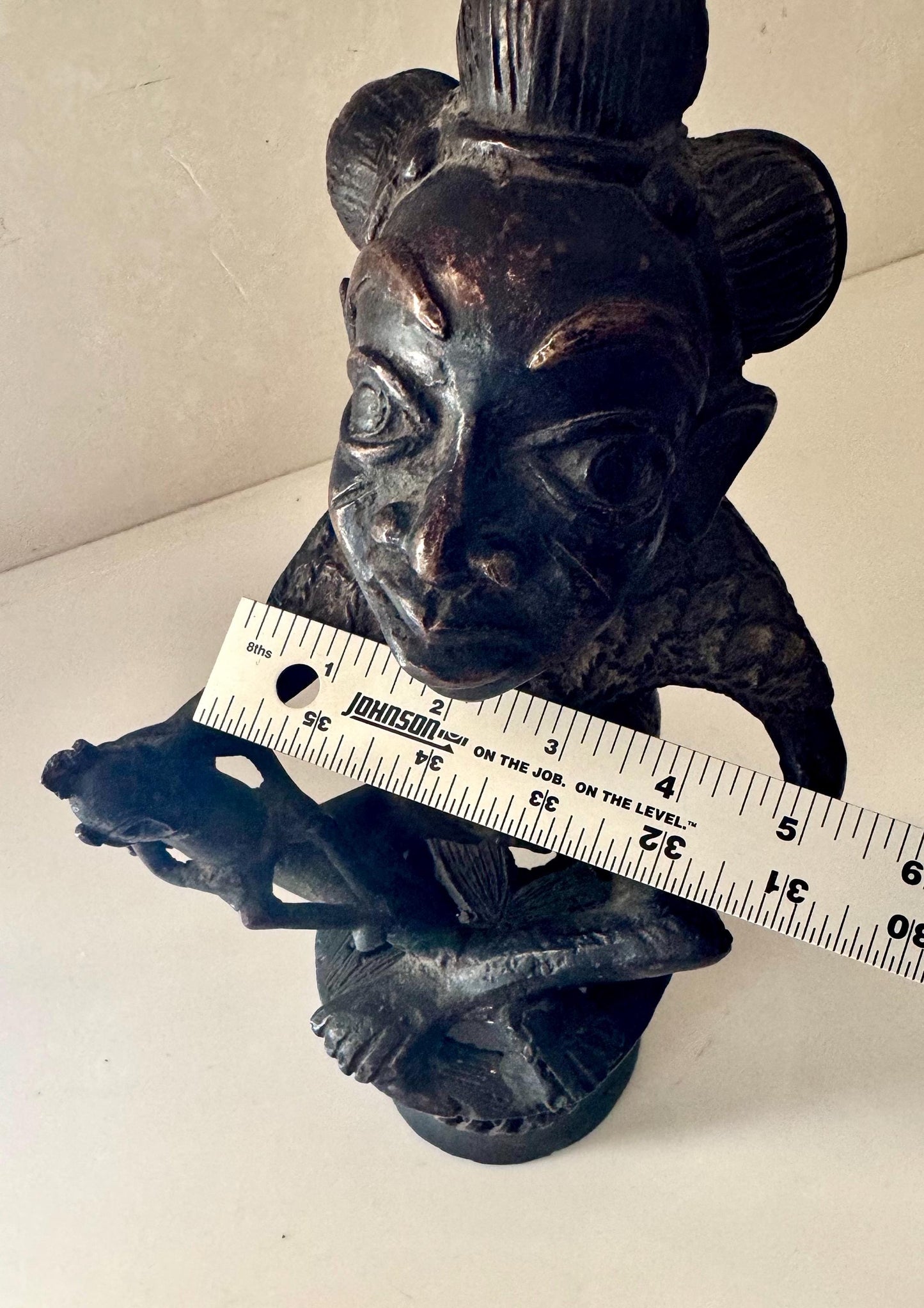 Antique Bamum Bronze Maternity Mother Figure Sculpture African Tribal Art