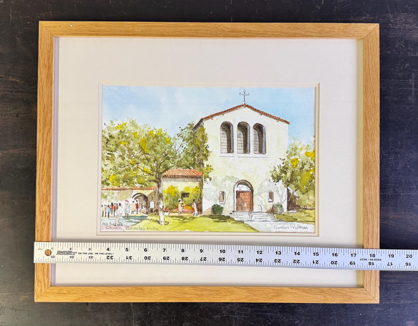 Original Gordon Wilkinson Watercolor Painting All Saints Church Beverly Hills