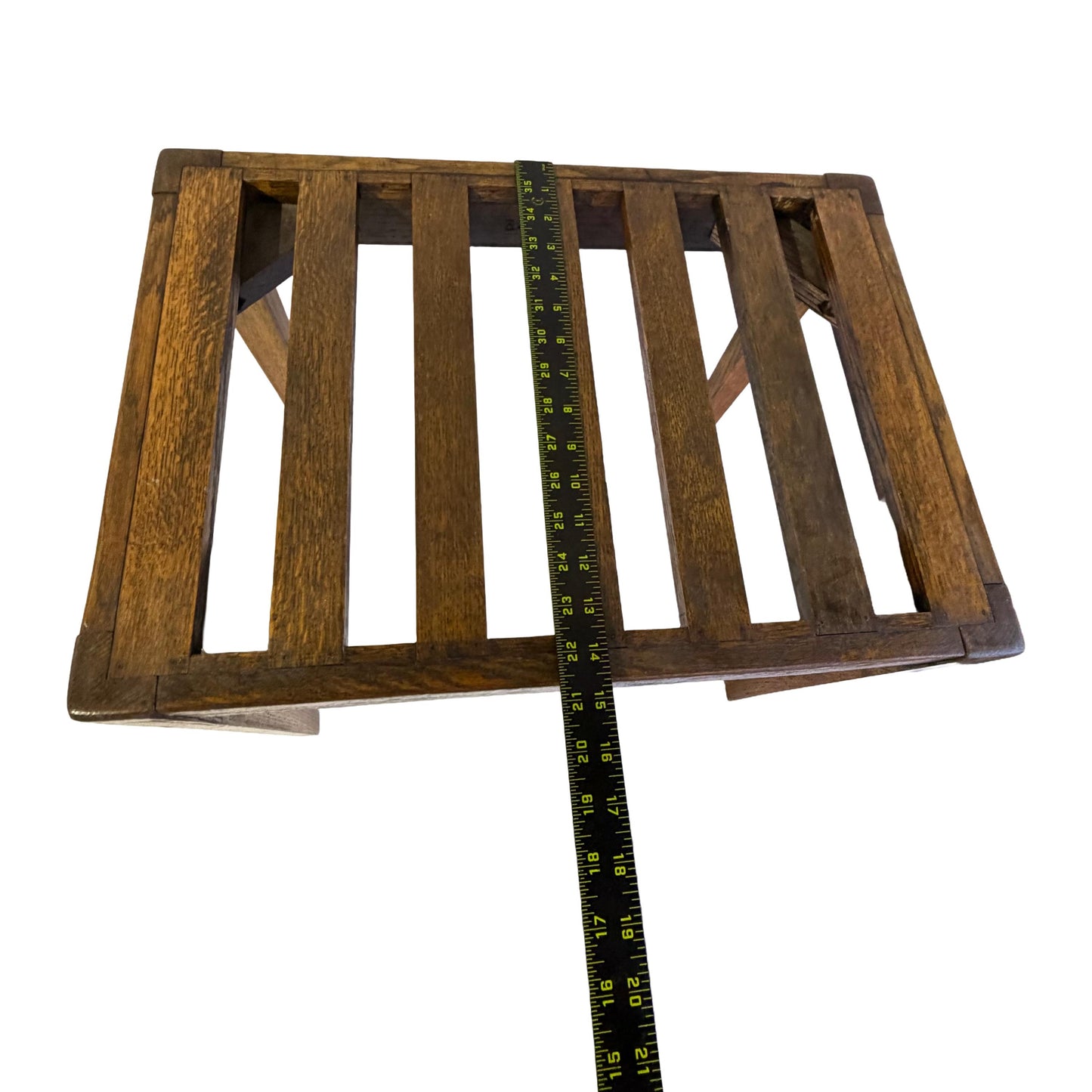 Antique English Edwardian Oak Bench Luggage Stand 1900’s