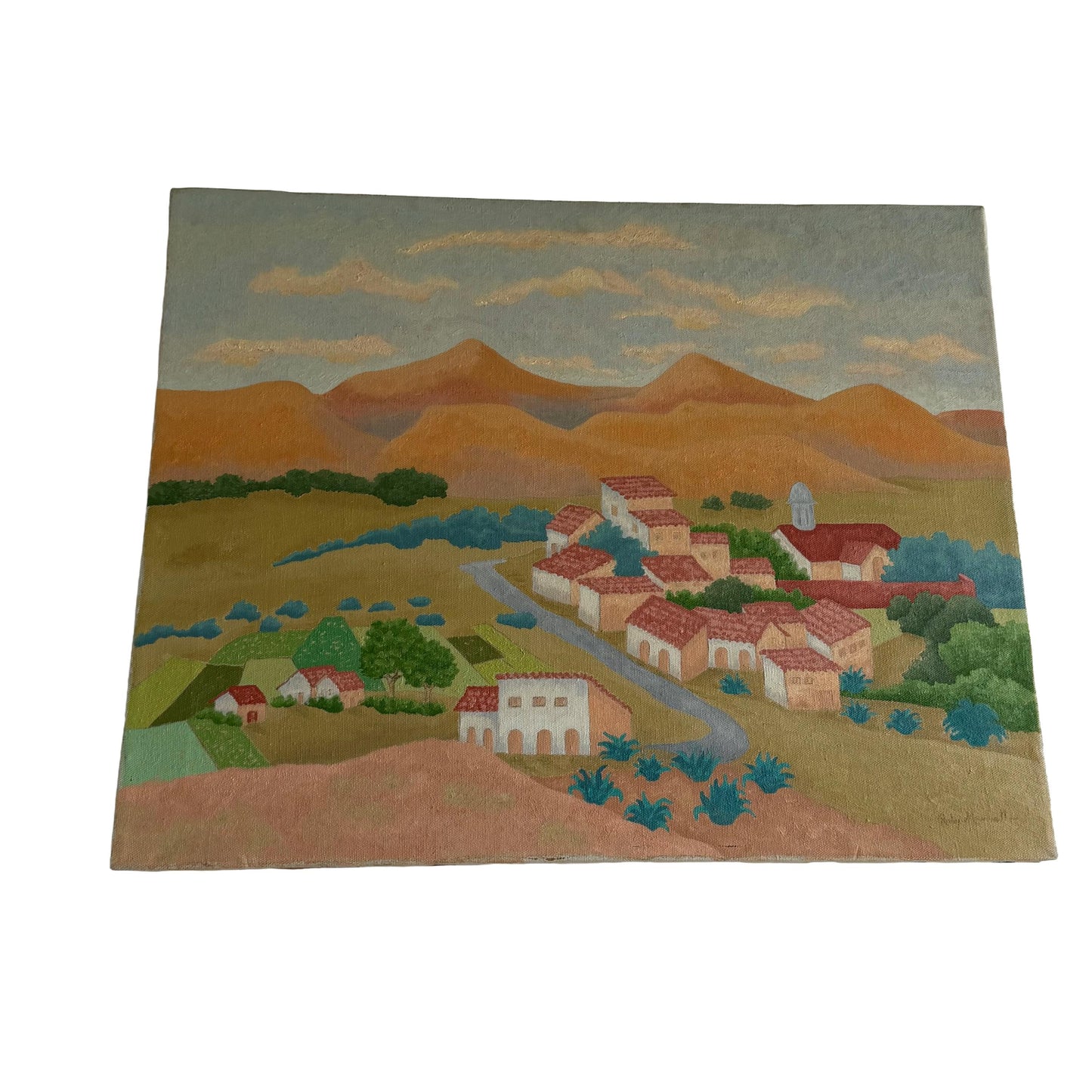 Vintage Original Mid Century Southwest Landscape Painting Signed Ruby Maxwell
