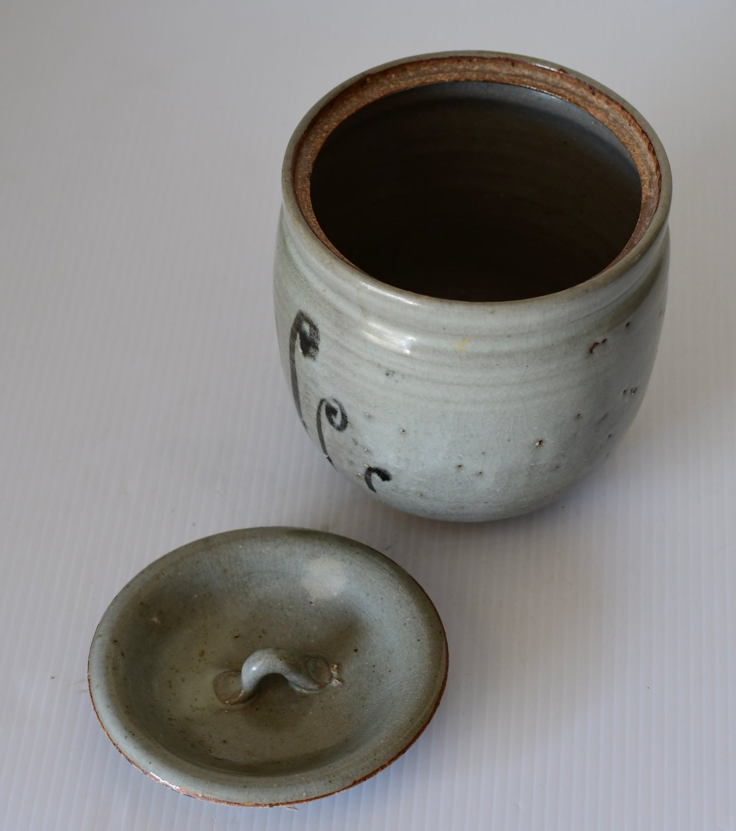 Japanese Tea Ceremony Mizusashi Pottery Vase Water Container