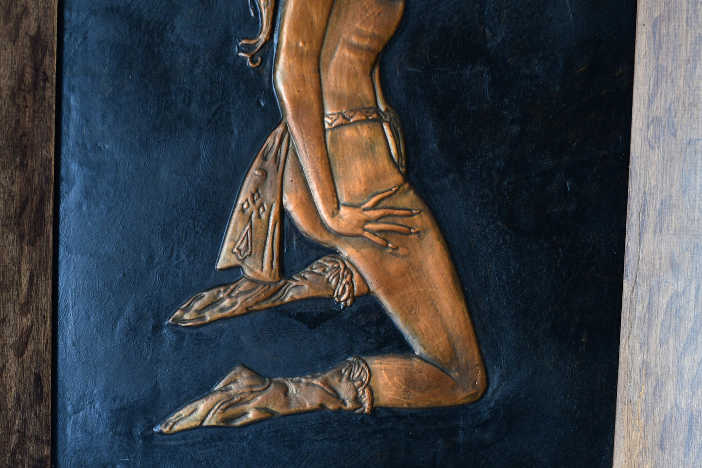 Vintage Hand Embossed Copper Nude Women Art