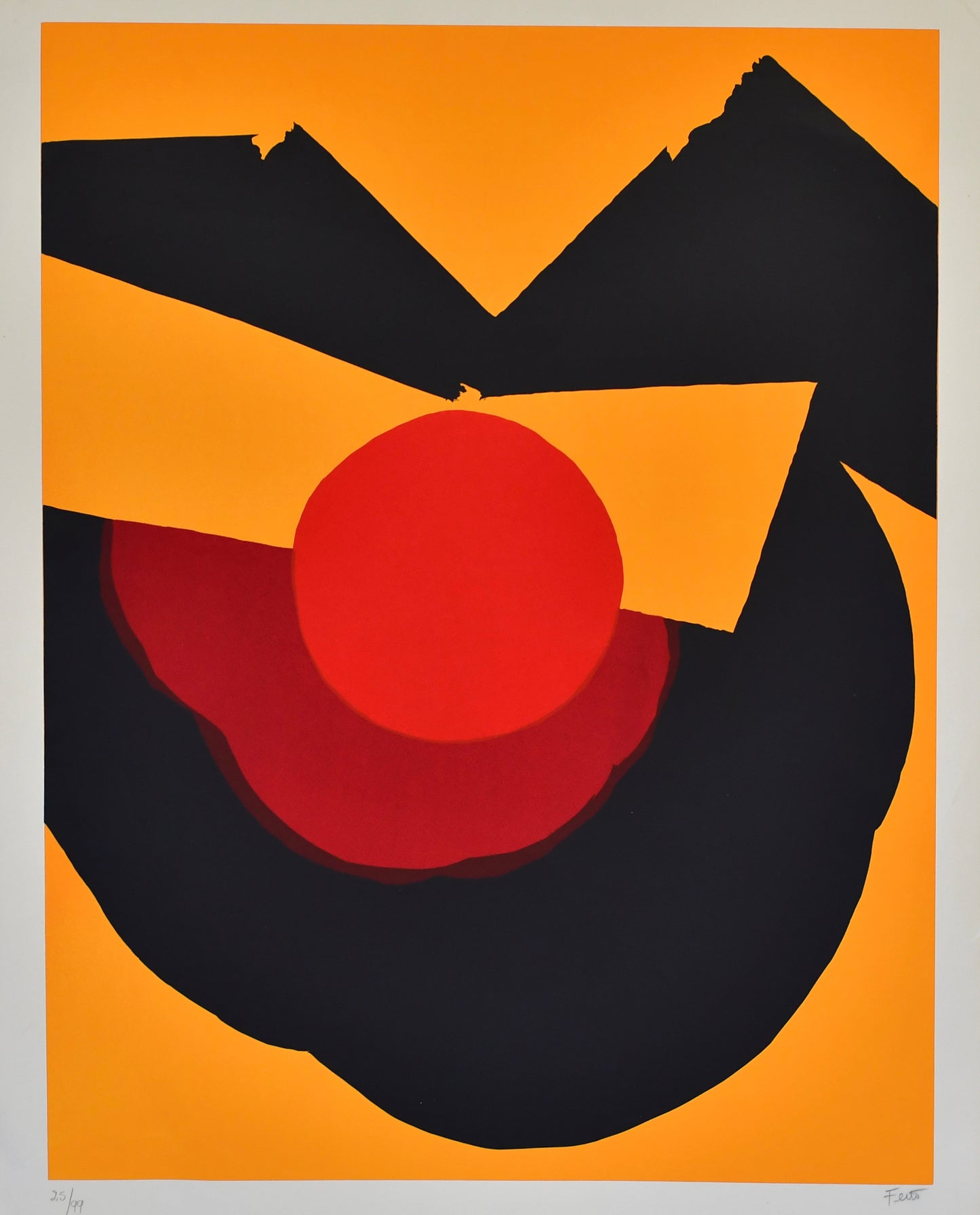 Vintage Post Modern Art Luis Feito Lopez Screen Print Titled Circulo X #25/99