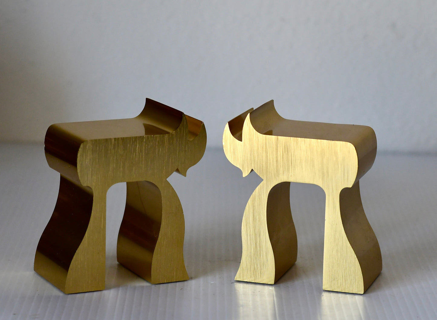 Vintage Chai Bookends Gold Stainless Steel by Mary Ann Scherr Collection