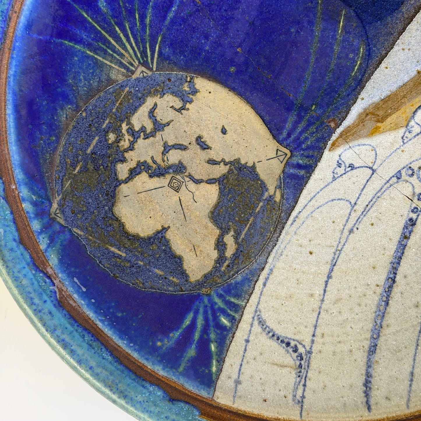 Vintage Original Brian Persha Art Pottery Plate Repaired 1970’s