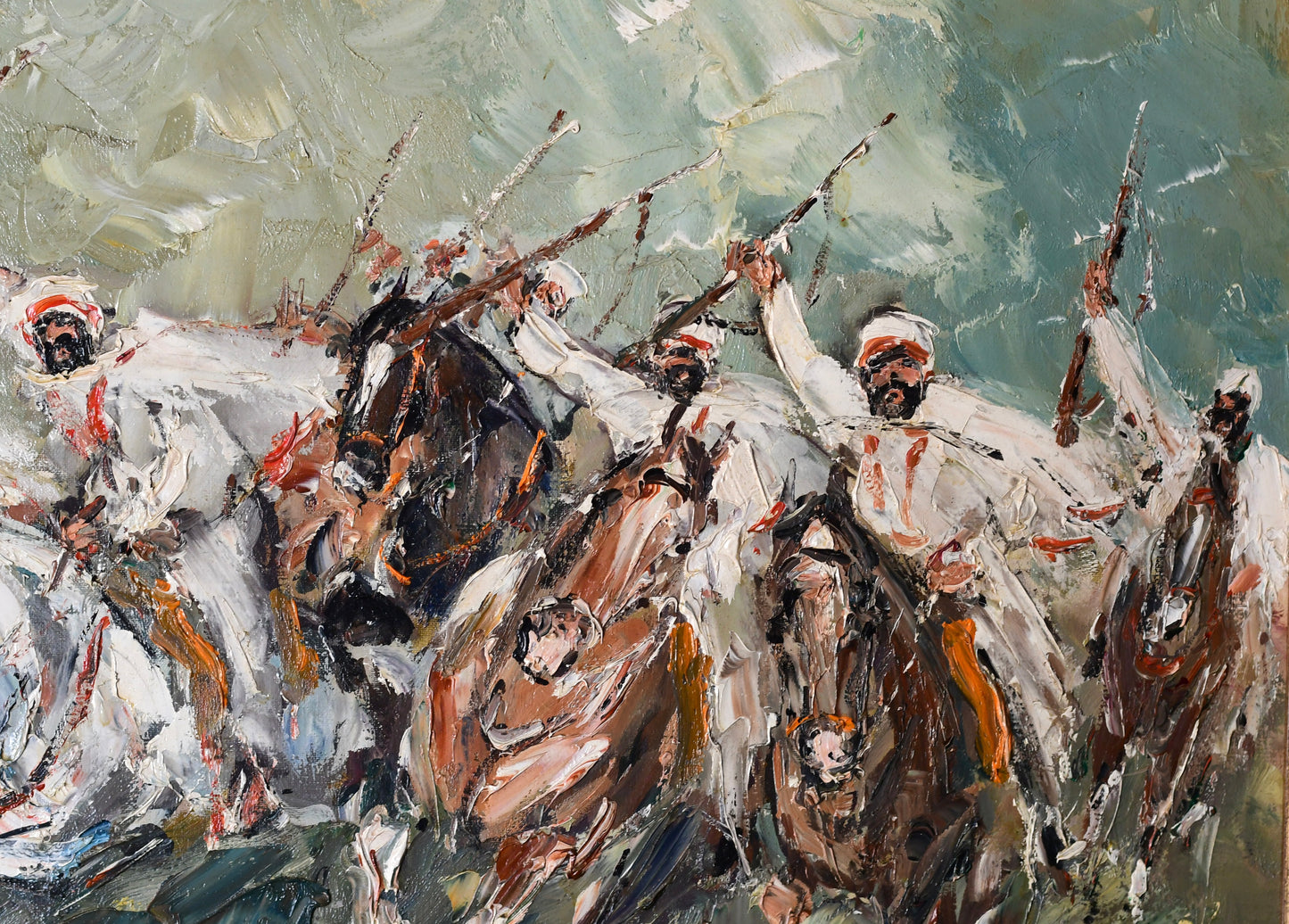 Original Walter Prescher Van Ed Oil Painting "Rider Games near Tetouan"