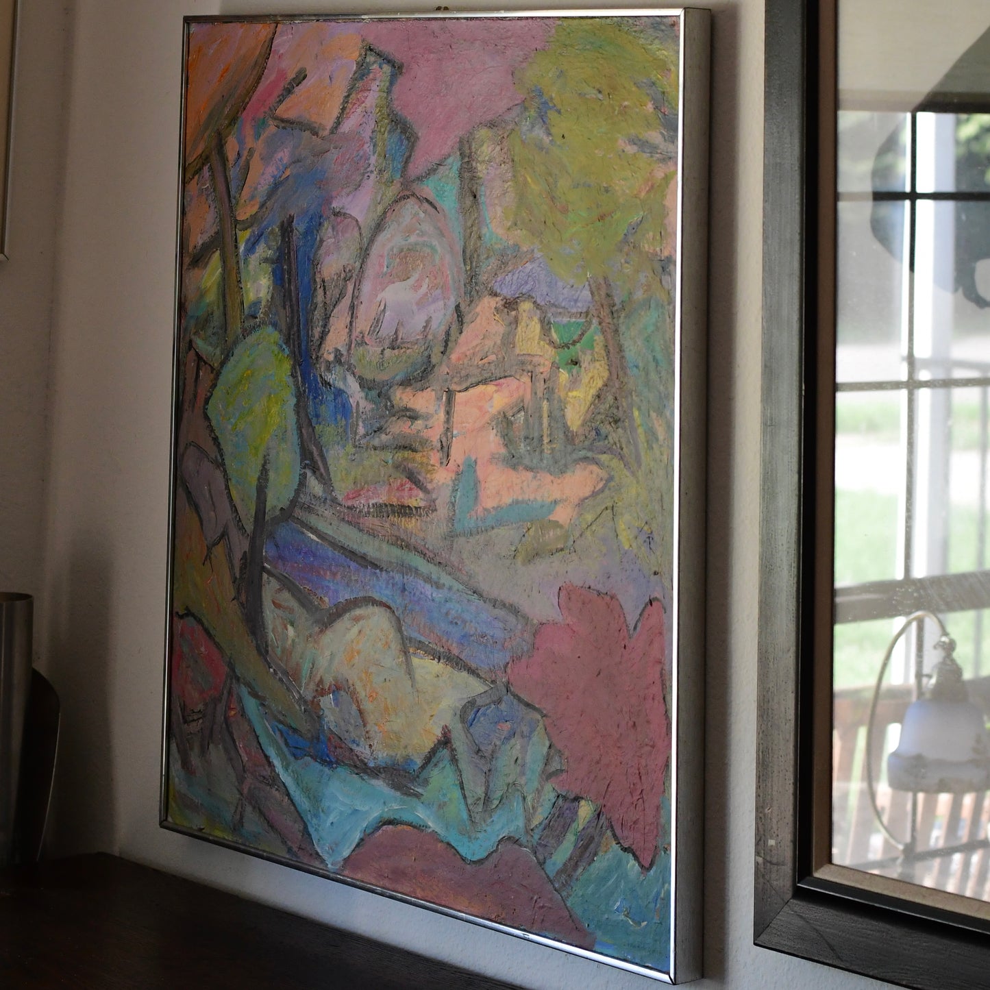 Original Abstract Mid Century Landscape Painting Signed Zimmerman