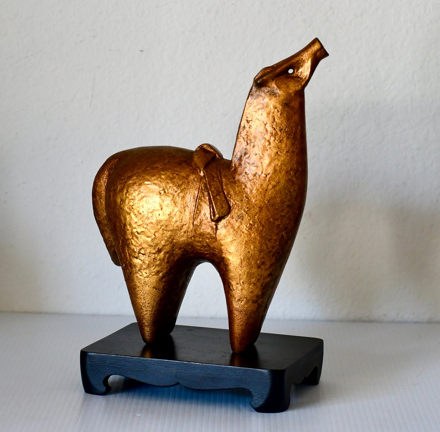 Vintage Gold Iron Horse Sculpture Zodiac Figurine Japanese Art