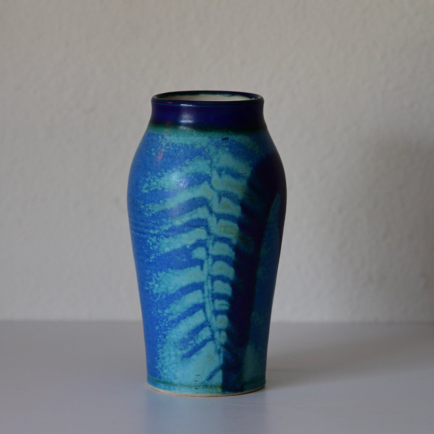 Vintage Blue Studio Pottery Vase Signed 8.75” Tall