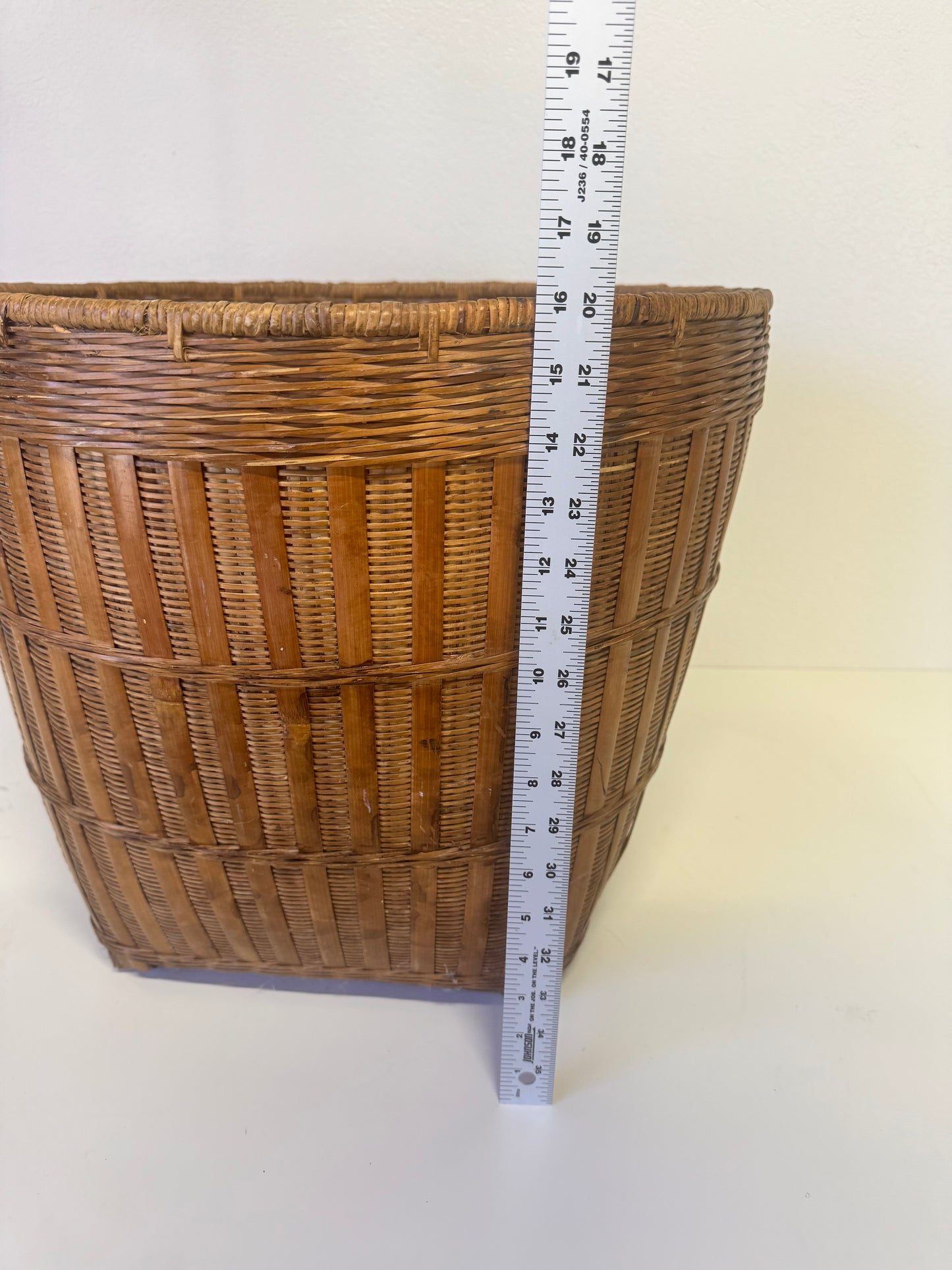 Vintage Mid-Century Era Chinese Bamboo Woven Basket Planter Chinoiserie