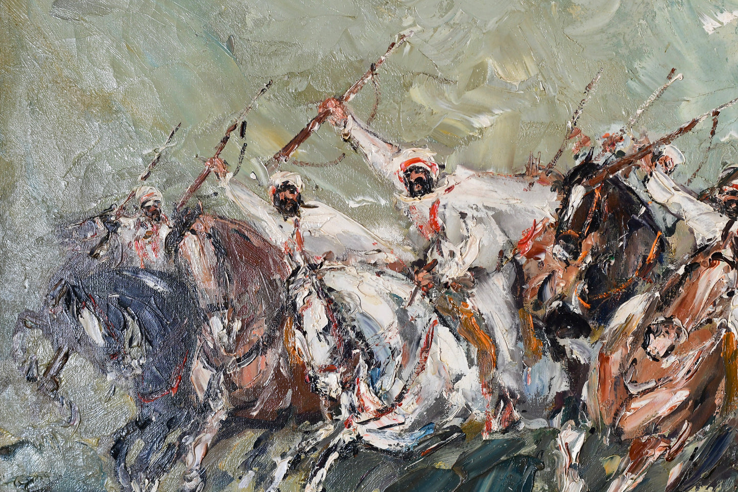 Original Walter Prescher Van Ed Oil Painting "Rider Games near Tetouan"