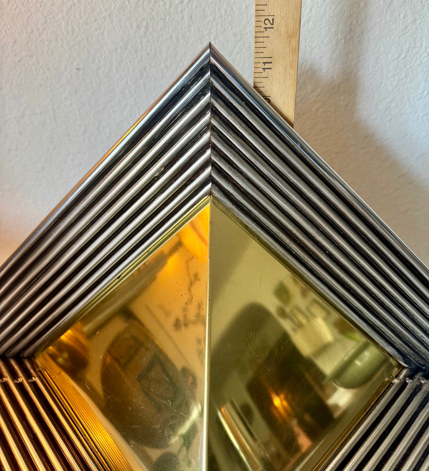 Vintage Post Modern Curtis Jere Triangle Brass Wall Sculpture