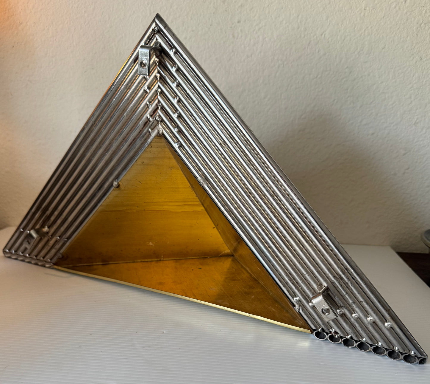 Vintage Post Modern Curtis Jere Triangle Brass Wall Sculpture