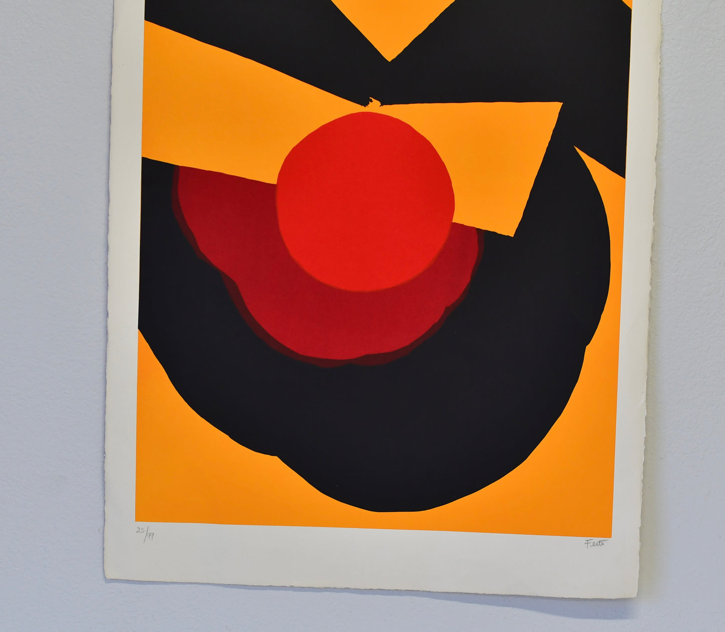 Vintage Post Modern Art Luis Feito Lopez Screen Print Titled Circulo X #25/99