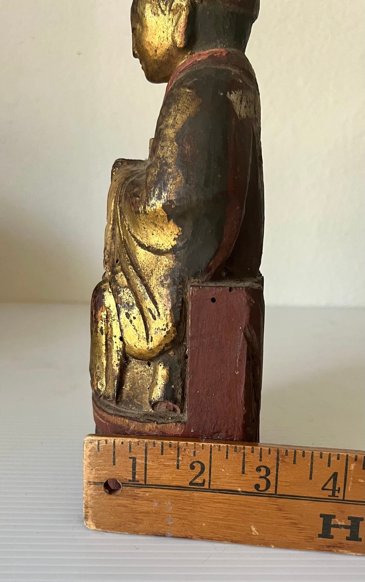 Antique Chinese Gold Gilt Wood Wiseman Alter Sculpture 8.5” Tall