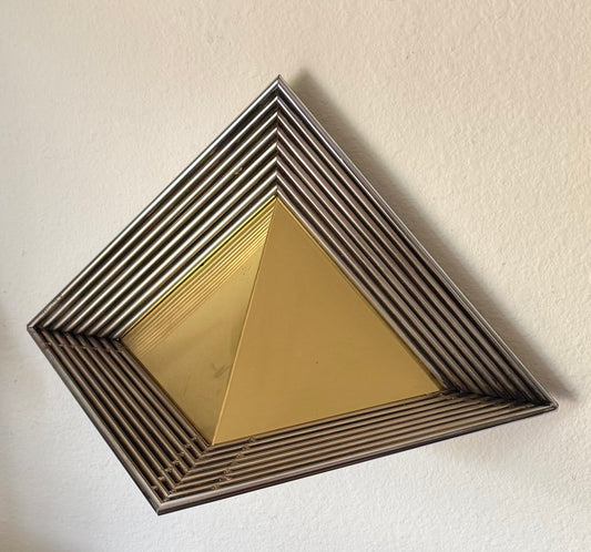Vintage Post Modern Curtis Jere Triangle Brass Wall Sculpture