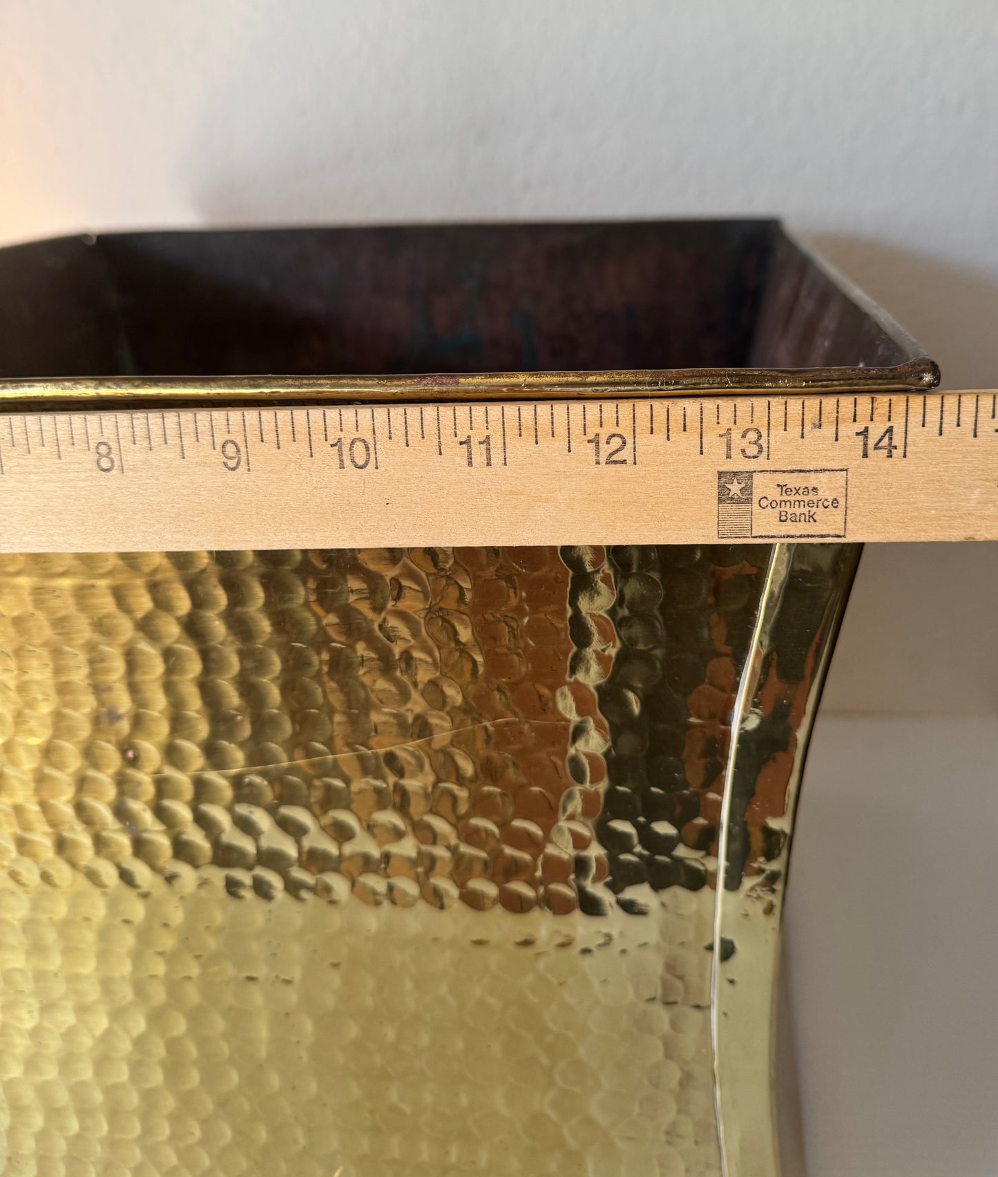 Vintage Pair Of Italian Hammered Brass Jardiniere Planters