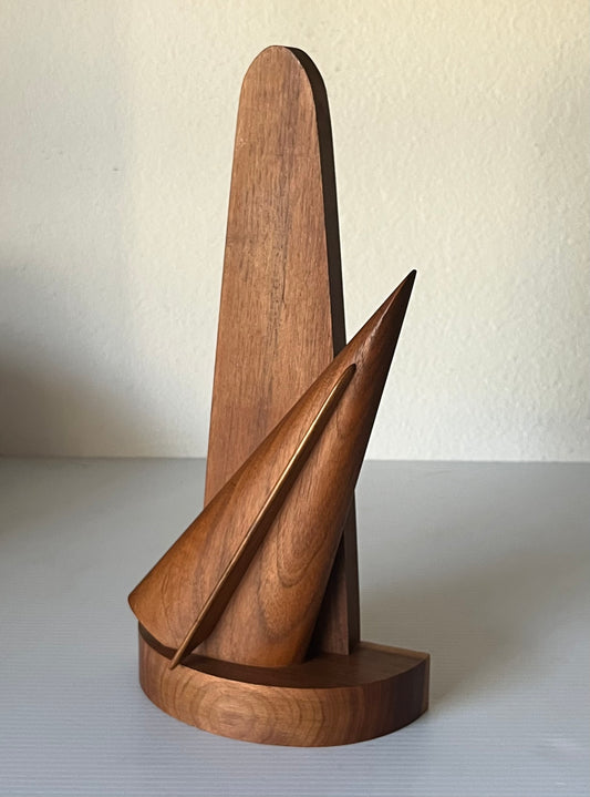 Vintage Mid Century Mahogany Wood Aero Abstract Sculpture
