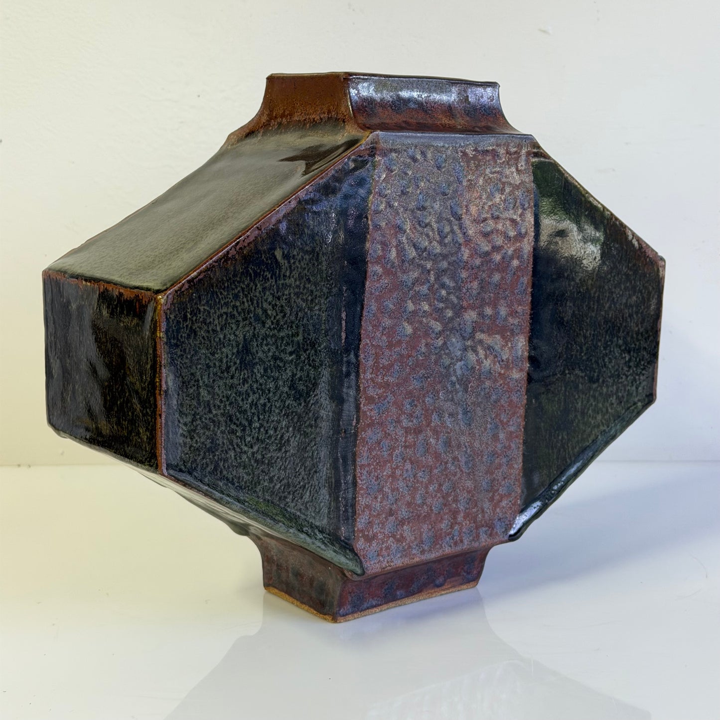 Vintage Studio Art Pottery Stoneware Post Modern Vase Signed 1990