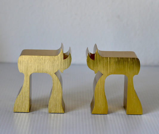 Vintage Chai Bookends Gold Stainless Steel by Mary Ann Scherr Collection