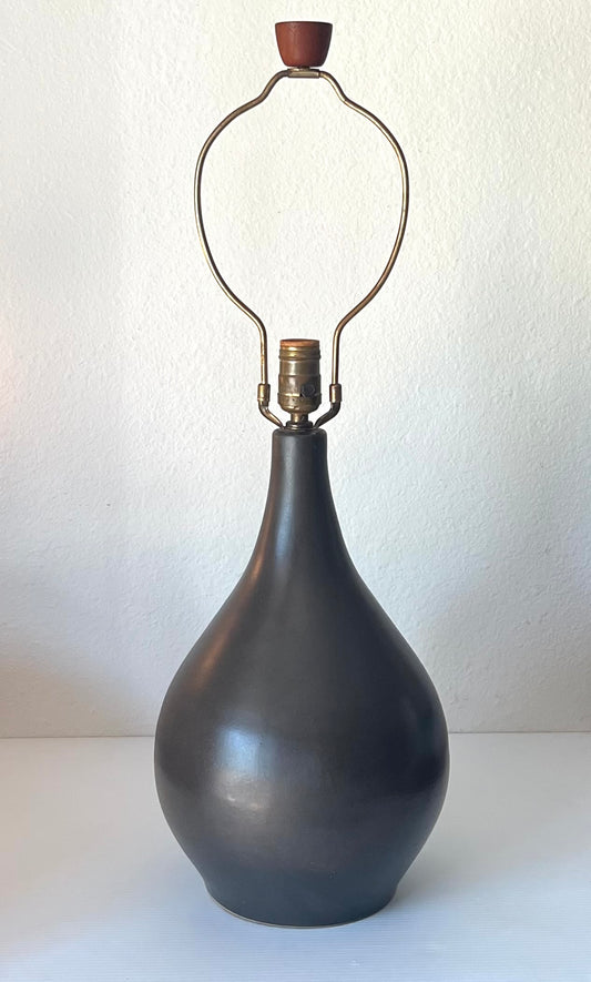 Jane and Gordon Martz Mid-Century Ceramic Tear Drop Lamp with Chocolate Glaze