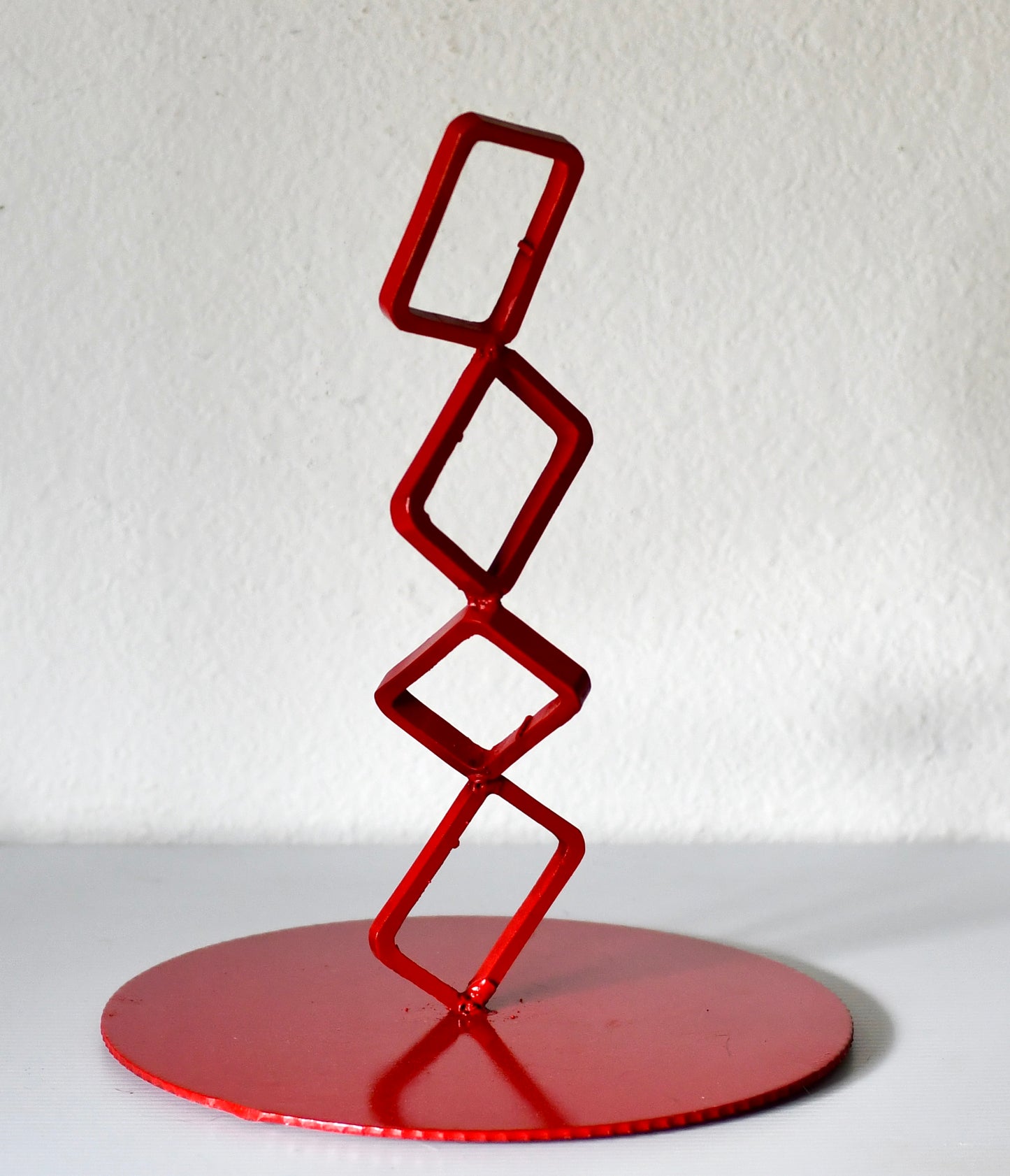 Post Modern Red Metal Geometric Sculpture