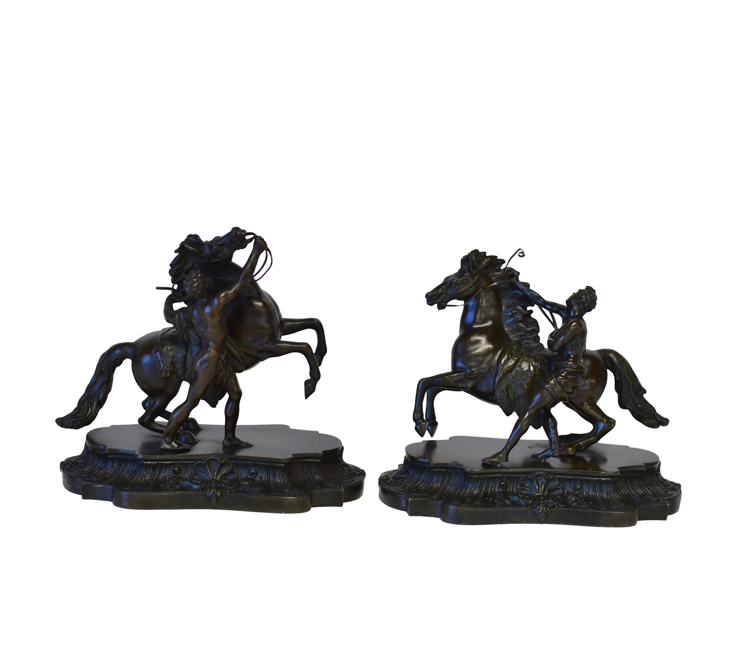 Vntg Pair Of Bronze Sculptures Horse Of Marly After Guillaume Coustou Bookends