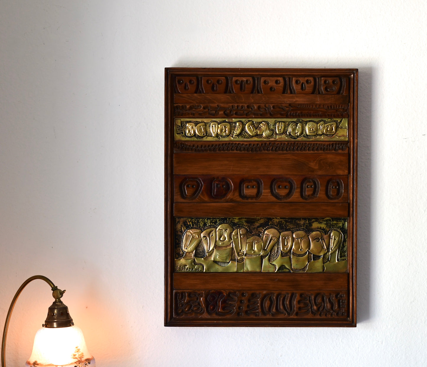 Vintage Post Modern Handcarved Wall Art Signed Estrada 1995