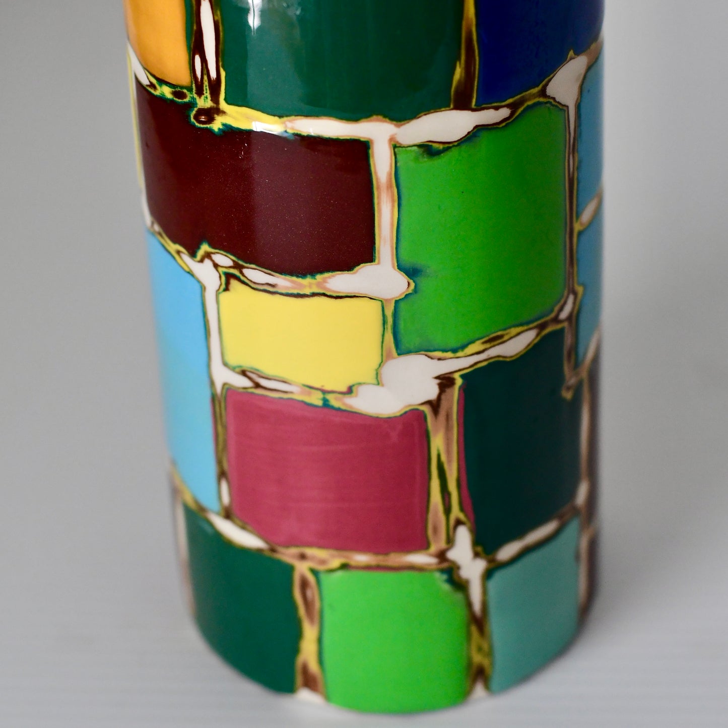 Beautiful Handmade Studio Pottery Multi Colored Vase Signed Breaux 1992