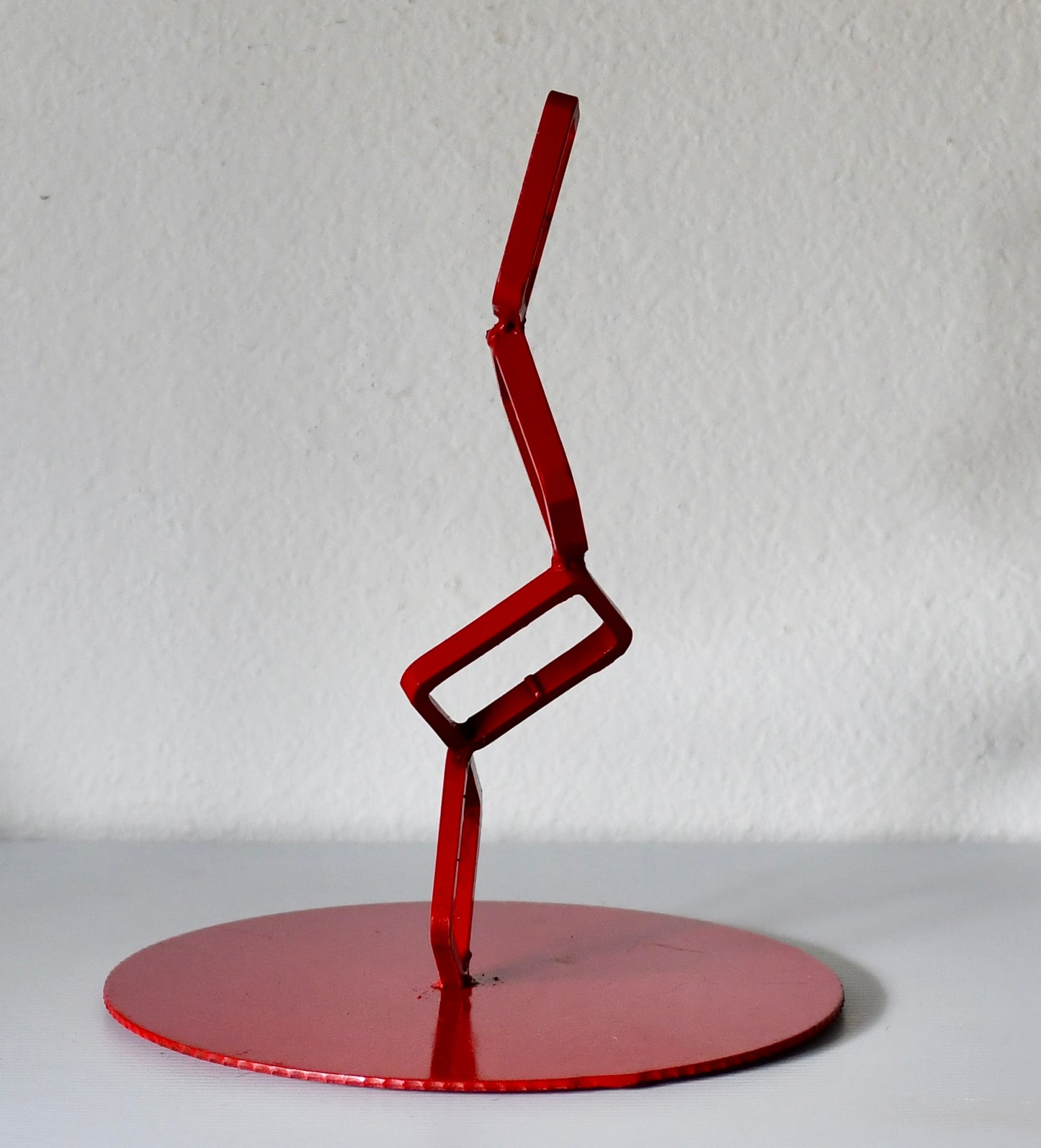 Post Modern Red Metal Geometric Sculpture