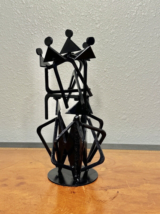 Original Vintage Abstract Metal Sculpture Art Piece Brutalist  Era