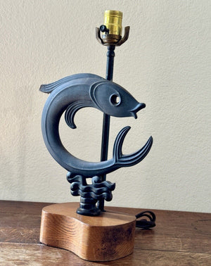 Vintage Deco Fish Sculpture Lamp