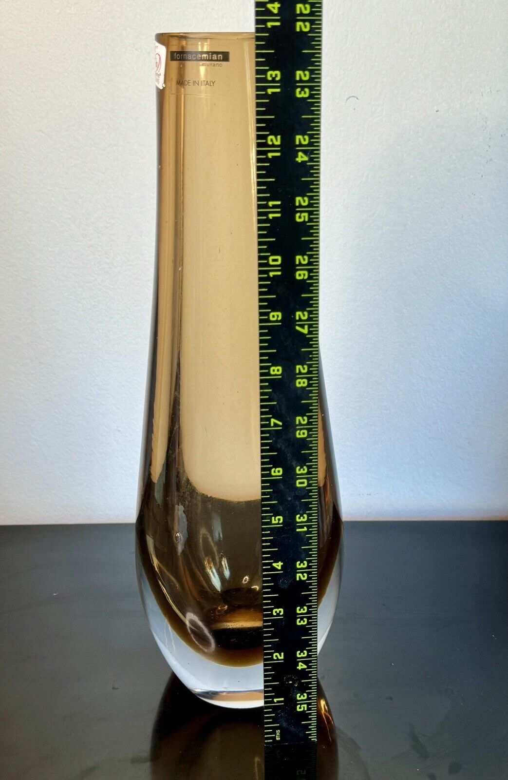Fornace Miam Murano Amber Blown Art Glass Vase Italy