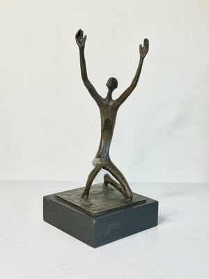 Original Bronze Mexican Modernist Sculpture by Ramiz Barquet Titled “Job” MCM
