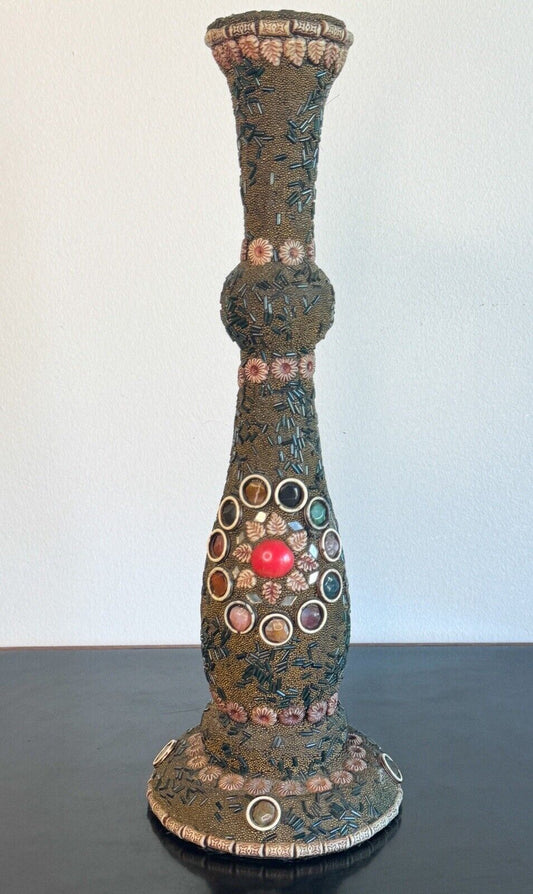 Vintage Finely Beaded Candle Stick Holder Arts & Crafts