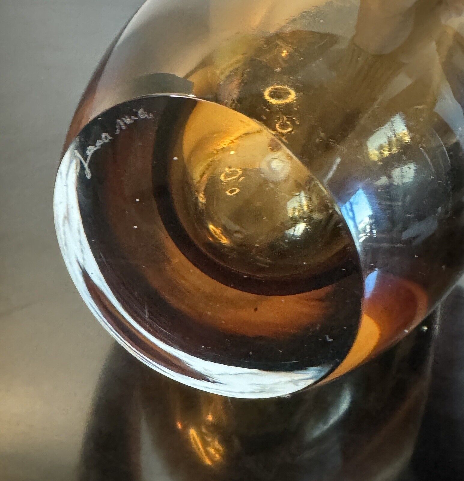 Fornace Miam Murano Amber Blown Art Glass Vase Italy