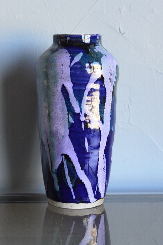 Vintage Hand Thrown Beautiful Blue Vase Signed GB Studio Pottery