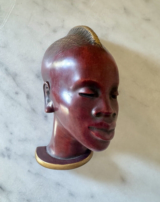 Vintage Achatit Handarbeit Handiwork Wall Art African Woman Made In Germany