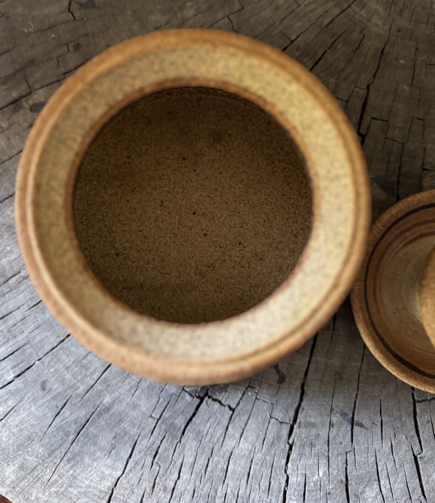 Vintage Art Studio Pottery Handmade Incised Jar With Lid