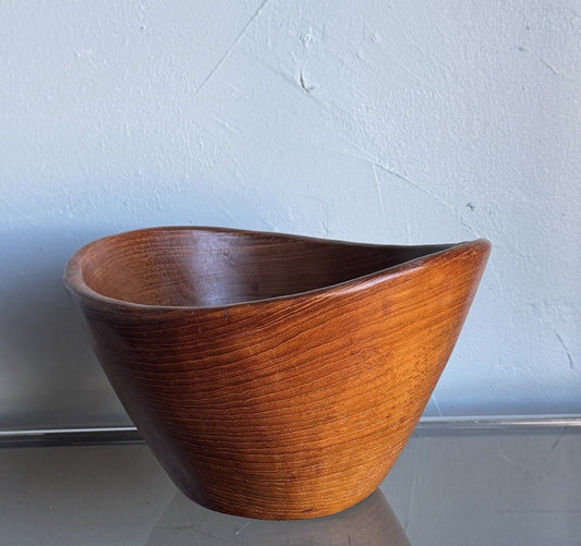 Vintage MCM Danish Teak Handturned Wood Bowl