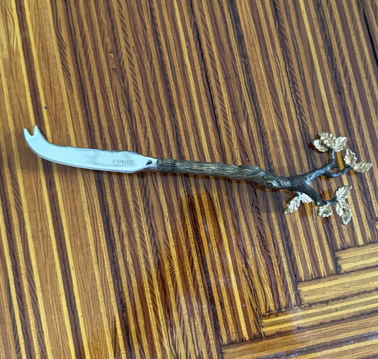L'Objet Bread Knife Branch W/ Leaves Gold