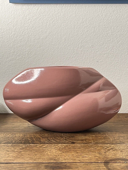Vintage Post Modern Pink Ceramic Pottery Vase 1980’s