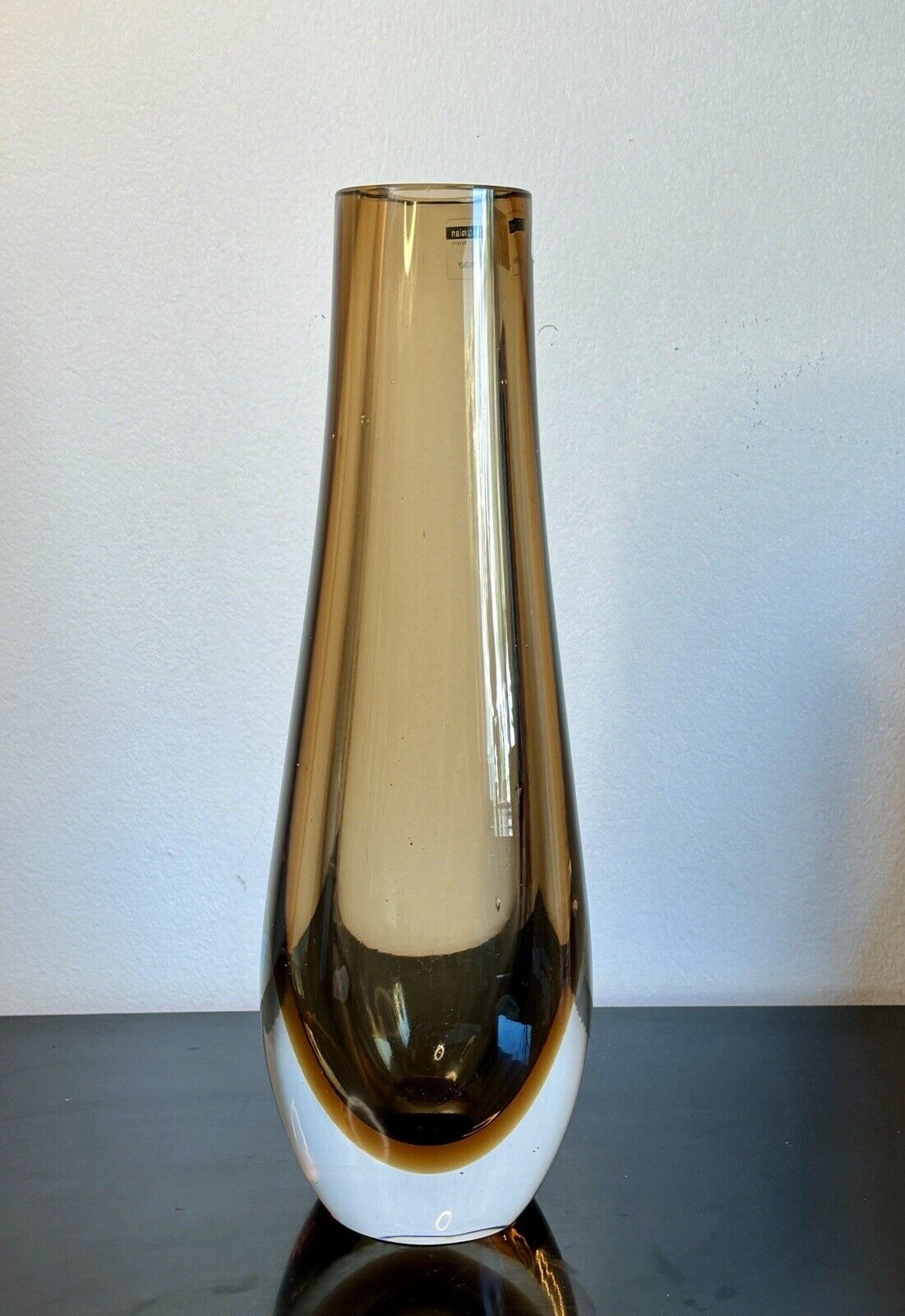 Fornace Miam Murano Amber Blown Art Glass Vase Italy