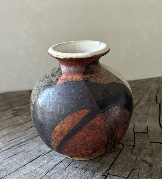 Vintage Studio Pottery Drip Glazed Vase Signed 