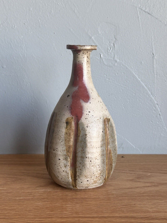 Vintage Japanese Stoneware Pottery Bud Vase Signed