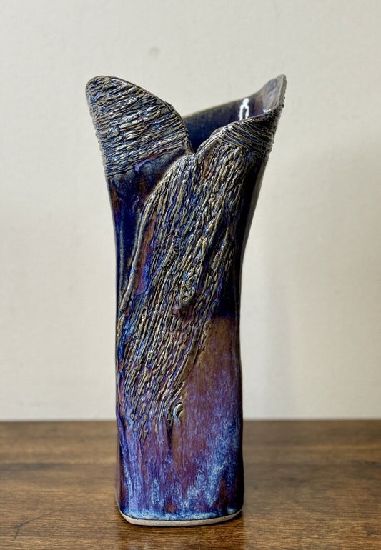Vintage Handmade Signed Studio Pottery Vase Post Modern Era