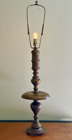 Vintage Mid Century Incised Brass Lamp 40” Tall