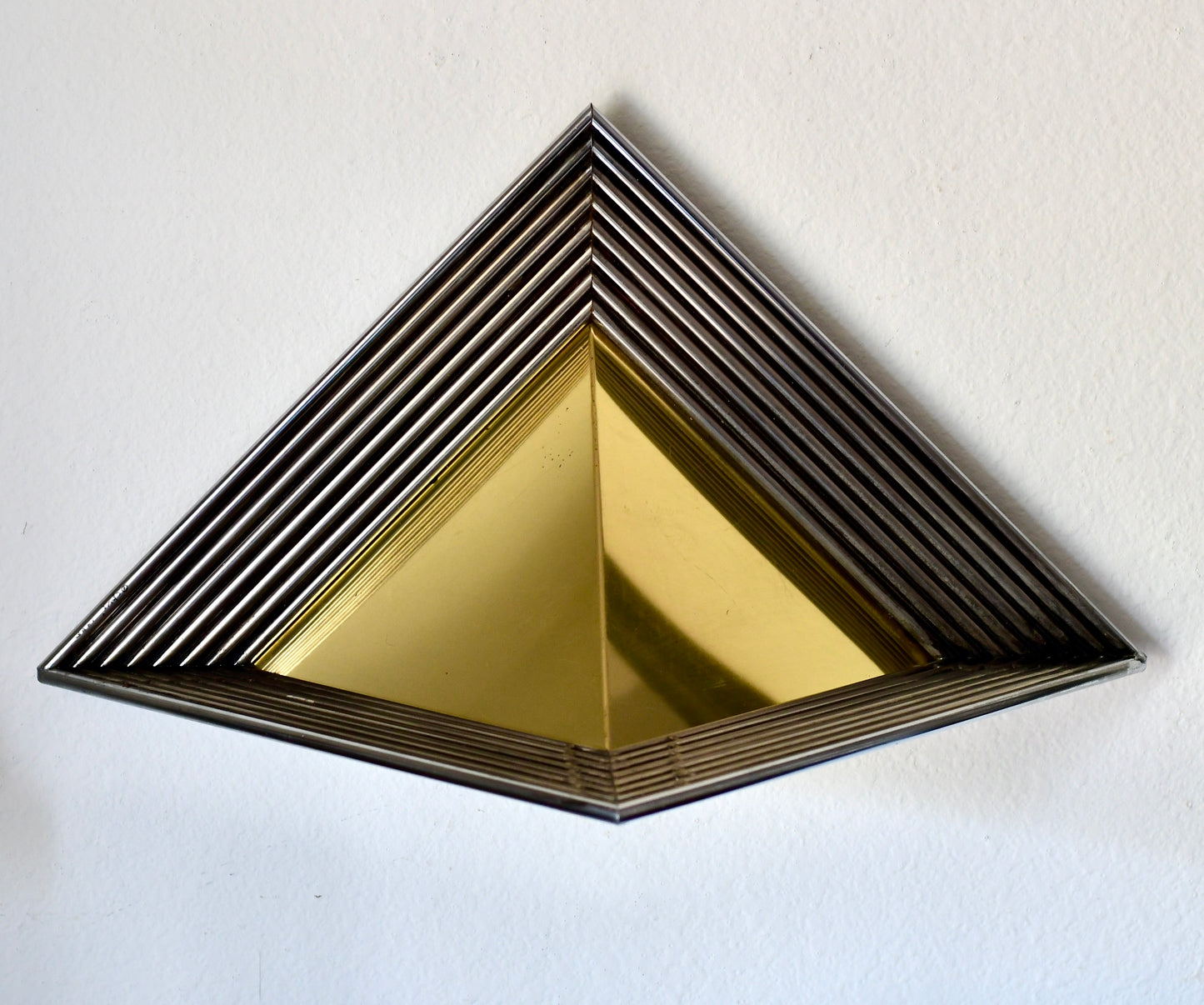 Vintage Post Modern Curtis Jere Triangle Brass Wall Sculpture