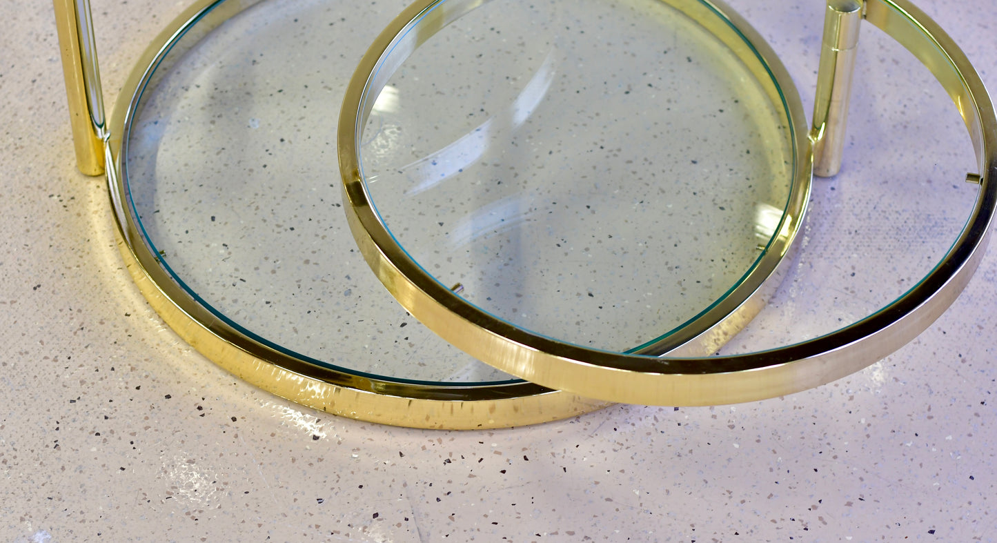 Vintage Milo Baughman DIA Tri-Level Gold and Glass Coffee Table 1984